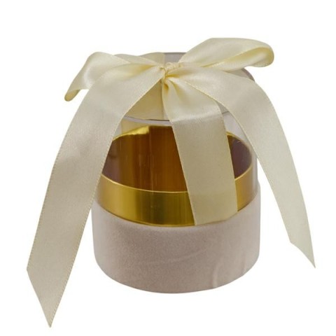 SCATOLA TONDA PICCOLA NASTRO FIOCCO PANNA 6.5X6.5X7